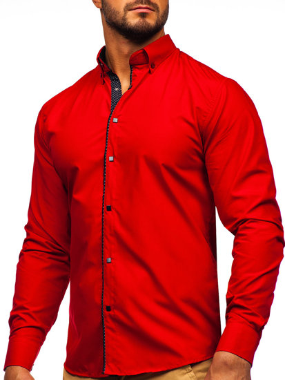 Chemise élégante à manche longue pour homme rouge Bolf 7724-1