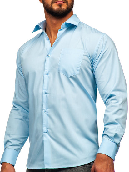 Chemise élégante à manches longues pour homme bleue claire Bolf M14