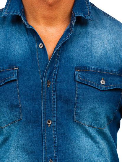 Chemise en jean à manche longue pour homme bleue claire Bolf MC7051BC