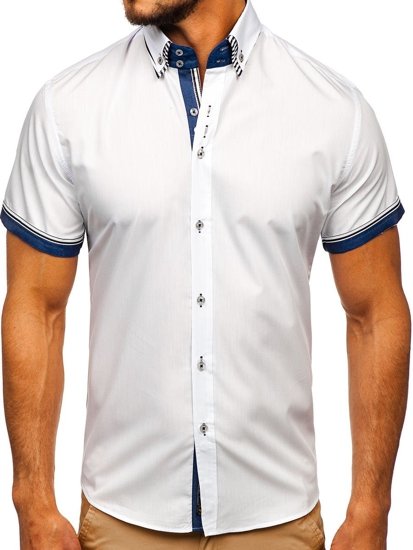 Chemise pour homme à manches courtes blanche Bolf 2911-1