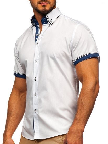 Chemise pour homme à manches courtes blanche Bolf 2911-1