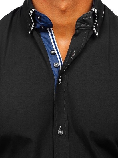 Chemise pour homme à manches courtes noire Bolf 2911-1