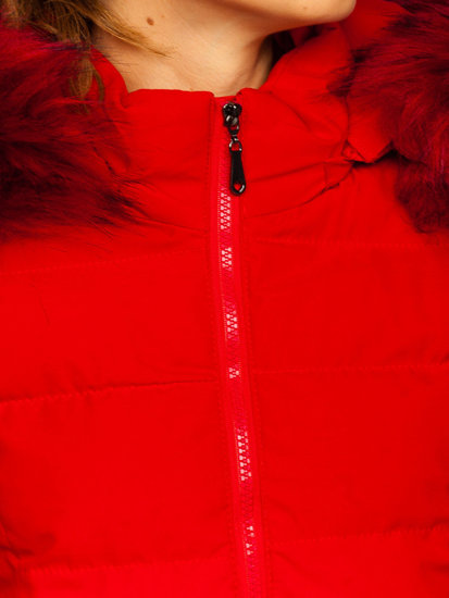 Femme Blouson d'hiver matelassée long Rouge Bolf 16M9061