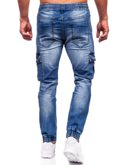 Homme Pantalon de jogging cargo en jean Bleu foncé Bolf MP0130BS