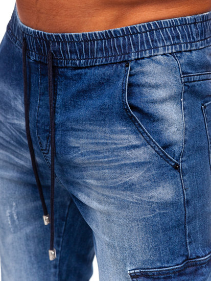 Homme Pantalon de jogging cargo en jean Bleu foncé Bolf MP0130BS