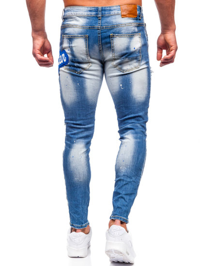 Homme Pantalon en jean slim fit Bleu foncé Bolf BC1068