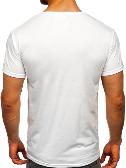 Homme T-shirt avec imprimé Blanc Bolf KS1944