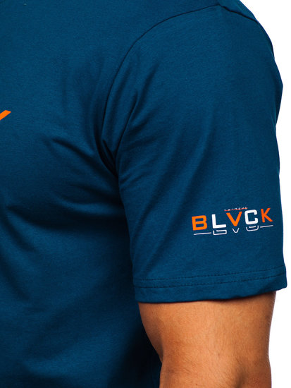 Homme T-shirt imprimé en coton Bleu marine Bolf 14739