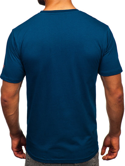 Homme T-shirt imprimé en coton Bleu marine Bolf 14739