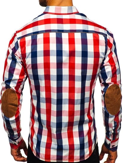 La chemise à carreaux avec les manches longues pour homme rouge Bolf 1766-1