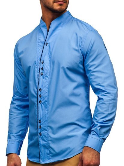 La chemise avec les manches longues pour homme bleue claire Bolf 5720