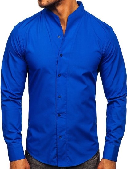La chemise avec les manches longues pour homme bleue cobalte Bolf 5702