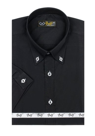 La chemise élégante avec les manches courtes pour homme noire Bolf 5535