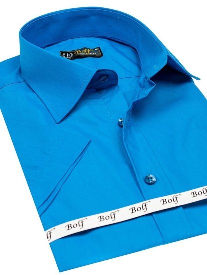 La chemise élégante avec les manches courtes pour homme turquoise Bolf 7501