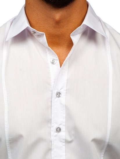 La chemise élégante avec les manches longues pour homme blanc Bolf 4705G