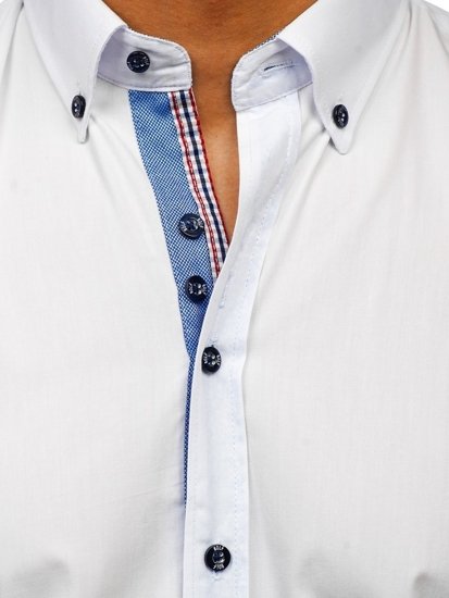 La chemise élégante avec les manches longues pour homme blanc Bolf 8838-1