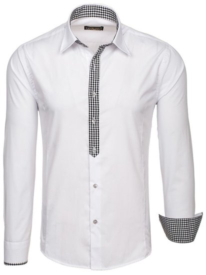La chemise élégante avec les manches longues pour homme blanche Bolf 0939