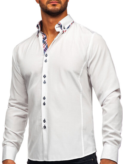La chemise élégante avec les manches longues pour homme blanche Bolf 4704