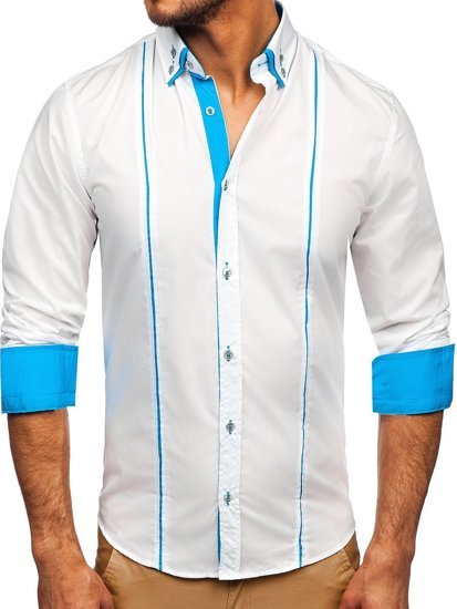 La chemise élégante avec les manches longues pour homme blanche Bolf 4744