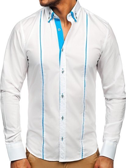 La chemise élégante avec les manches longues pour homme blanche Bolf 4744