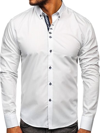 La chemise élégante avec les manches longues pour homme blanche Bolf 5796