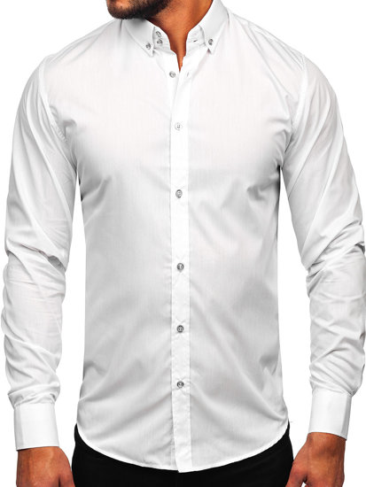 La chemise élégante avec les manches longues pour homme blanche Bolf 5821-1