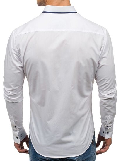 La chemise élégante avec les manches longues pour homme blanche Bolf 6857