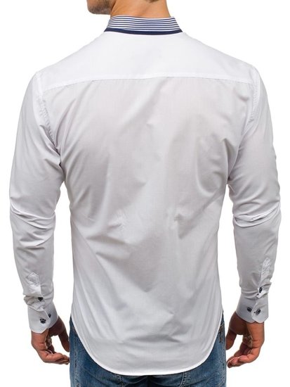 La chemise élégante avec les manches longues pour homme blanche Bolf 6941