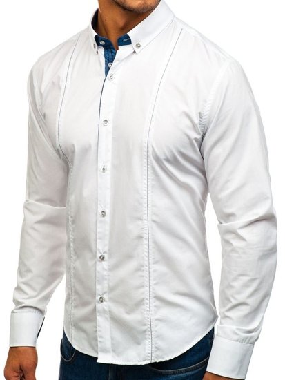 La chemise élégante avec les manches longues pour homme blanche Bolf 8822