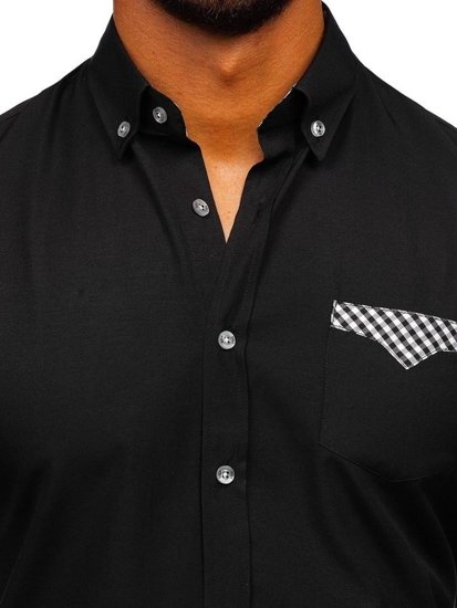 La chemise élégante avec les manches longues pour homme noire Bolf 4711