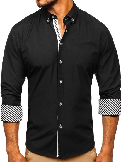 La chemise élégante avec les manches longues pour homme noire Bolf 5796