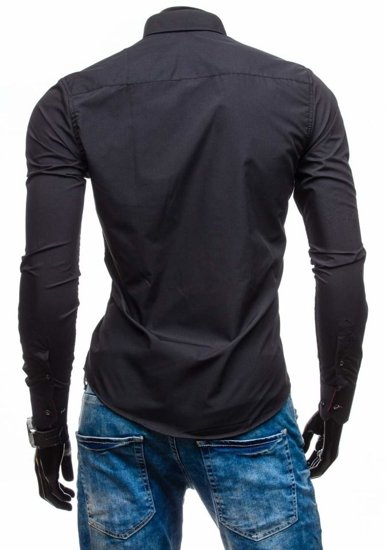 La chemise élégante avec les manches longues pour homme noire Bolf 5819