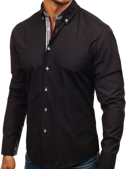 La chemise élégante avec les manches longues pour homme noire Bolf 6943