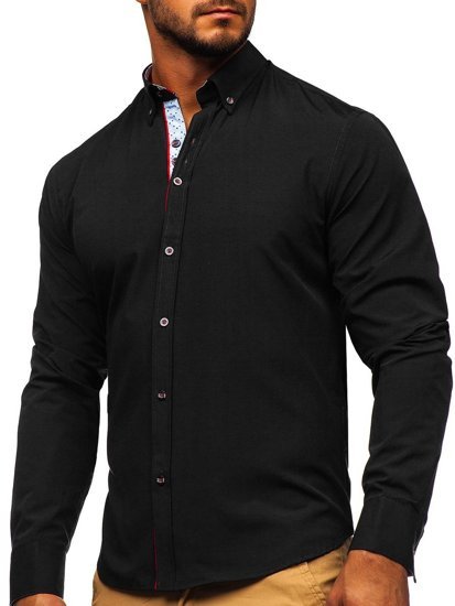 La chemise élégante avec les manches longues pour homme noire Bolf 8839