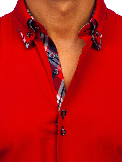 La chemise élégante avec les manches longues pour homme rouge Bolf 4704