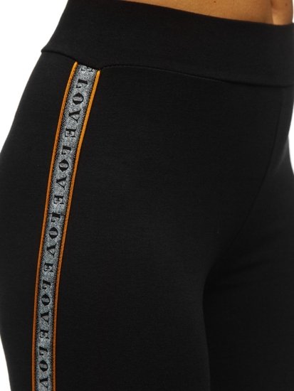 Le pantalon avec imprimé pour femme Noir-Orange Bolf 82339