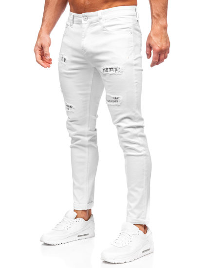 Le pantalon en jean slim fit pour homme blanc Bolf KX1181