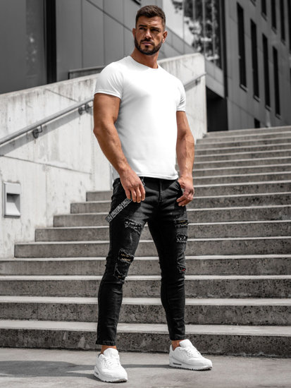 Le pantalon jean slim fit pour homme noir Bolf TF219