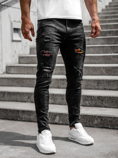 Le pantalon jean slim fit pour homme noir Bolf TF263