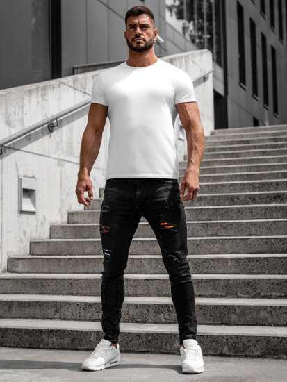 Le pantalon jean slim fit pour homme noir Bolf TF263