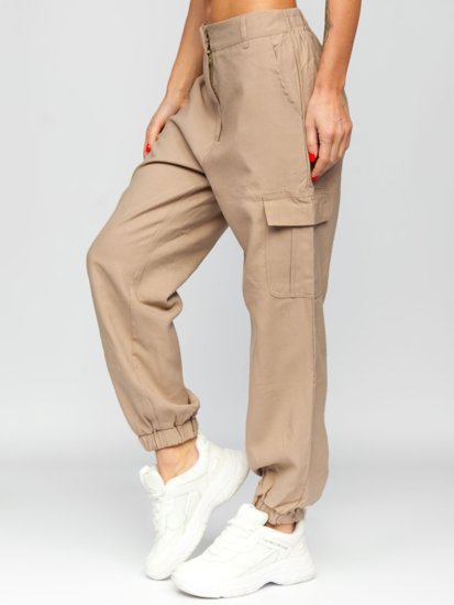 Pantalon cargo beige pour femme Bolf HM005