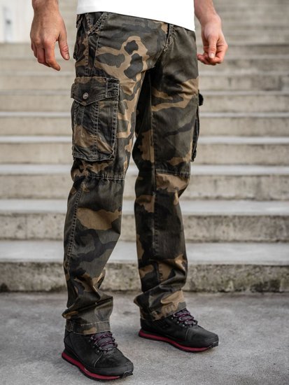 Pantalon cargo camo plus size avec ceinture pour homme marron Bolf CT8501