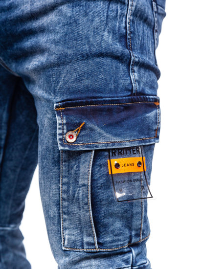 Pantalon cargo en jean skinny fit pour homme bleu foncé Bolf R51006S0
