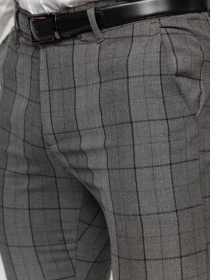 Pantalon chino en tissu à carreaux pour homme graphite Bolf 0032
