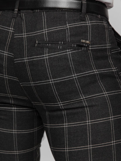 Pantalon chino en tissu à carreaux pour homme graphite Bolf 0036