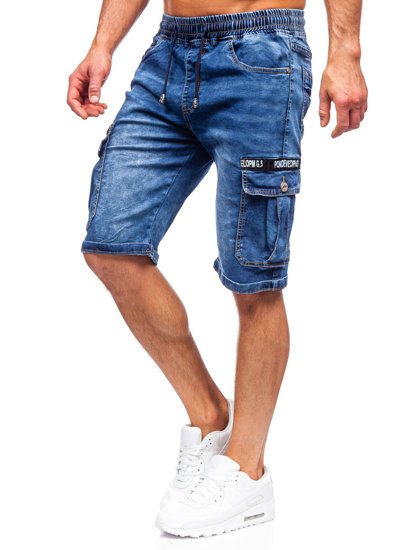 Pantalon court en jean bleu foncé pour homme Bolf K15006
