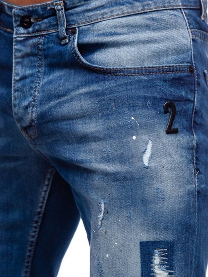 Pantalon court en jean pour homme bleu foncé Bolf R3007 