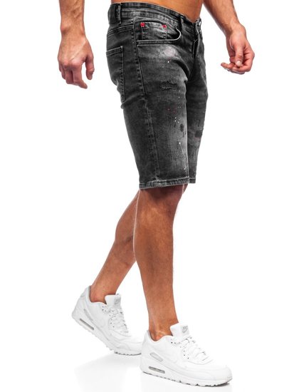 Pantalon court en jean pour homme noir Bolf 3011  
