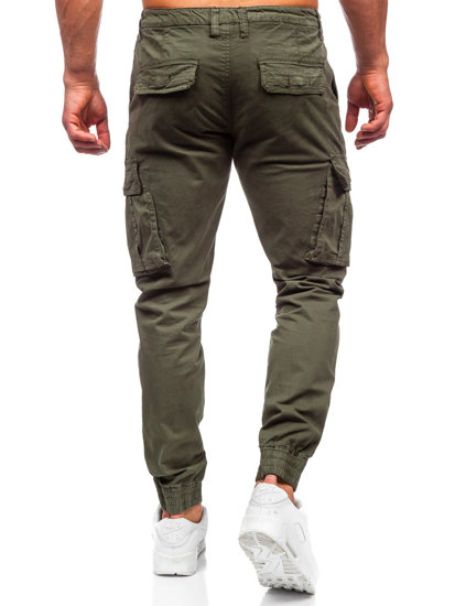 Pantalon de jogging cargo en jean pour homme kaki Bolf ZK7813