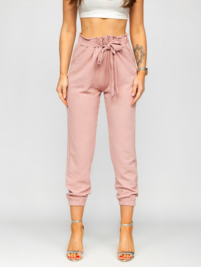 Pantalon de jogging en tissu pour femme rose Bolf W5076